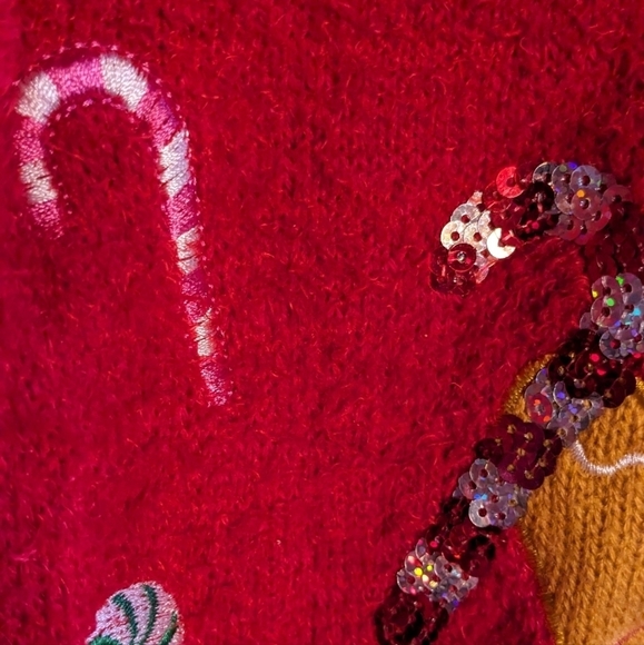 Holiday Time Girls Large Multicolor Cool Gingerbread Girl Pullover‎ Sweater - Picture 5 of 7